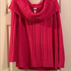 Hot pink cowl neck sweater